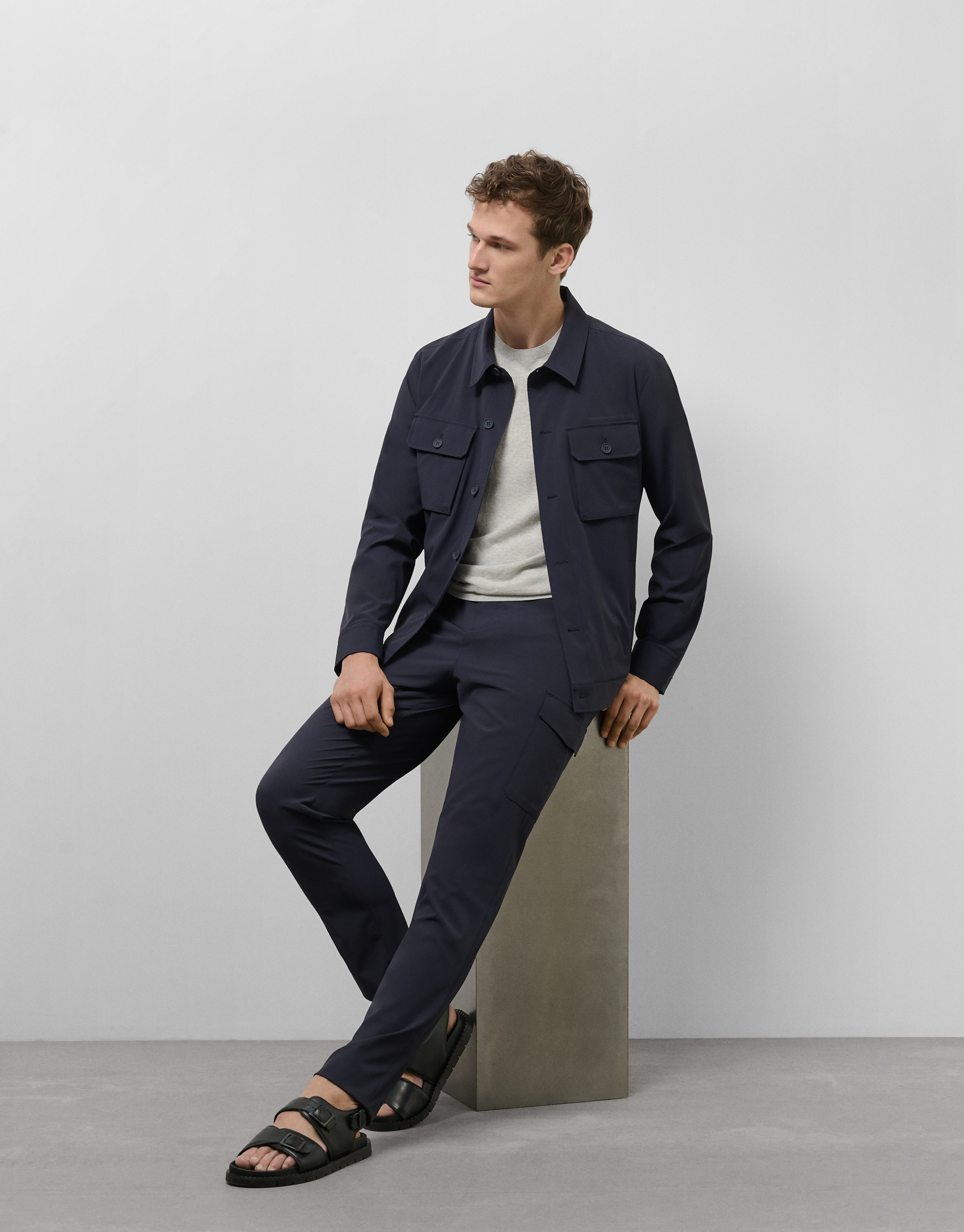 Navy blue technical overshirt - Man - SS2025 | Roberto Verino