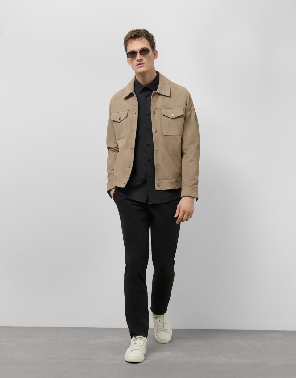 Mink-colored suede jacket - Man - SS2025 | Roberto Verino