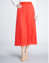Coral long pleated skirt
