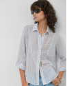 Blusa manga larga remangada rayas azul y blanco | Roberto Verino