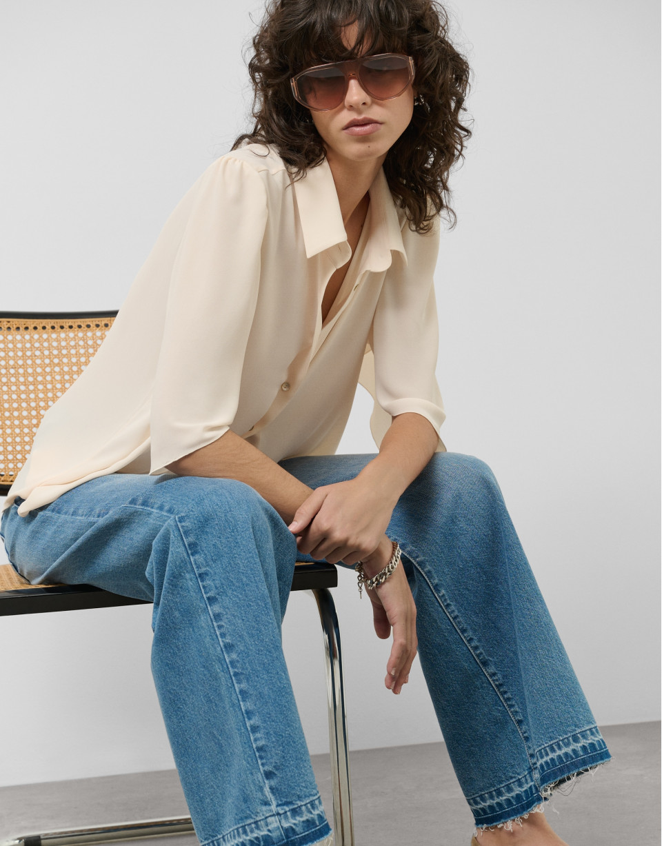 Light blue wide-leg denim pants - Woman | Roberto Verino