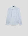 Blusa manga larga remangada rayas azul y blanco | Roberto Verino