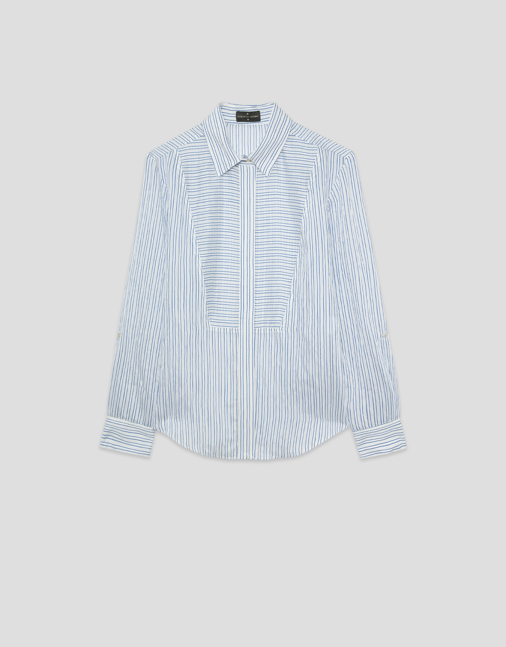 Blue and white striped blouse with long ... | Roberto Verino