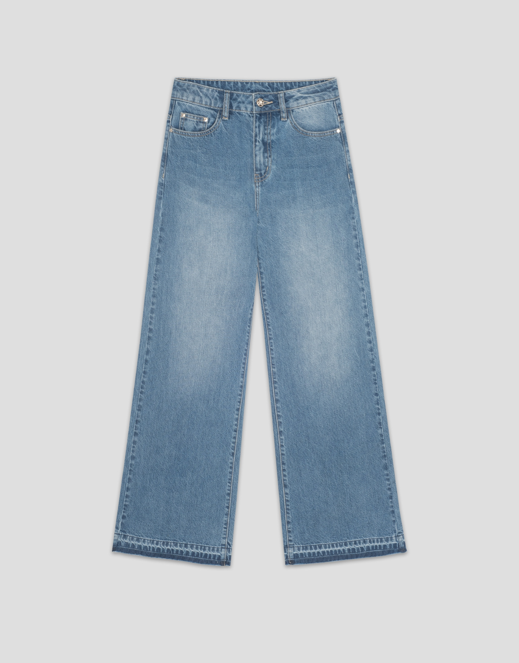 Light blue wide-leg denim pants - Woman | Roberto Verino