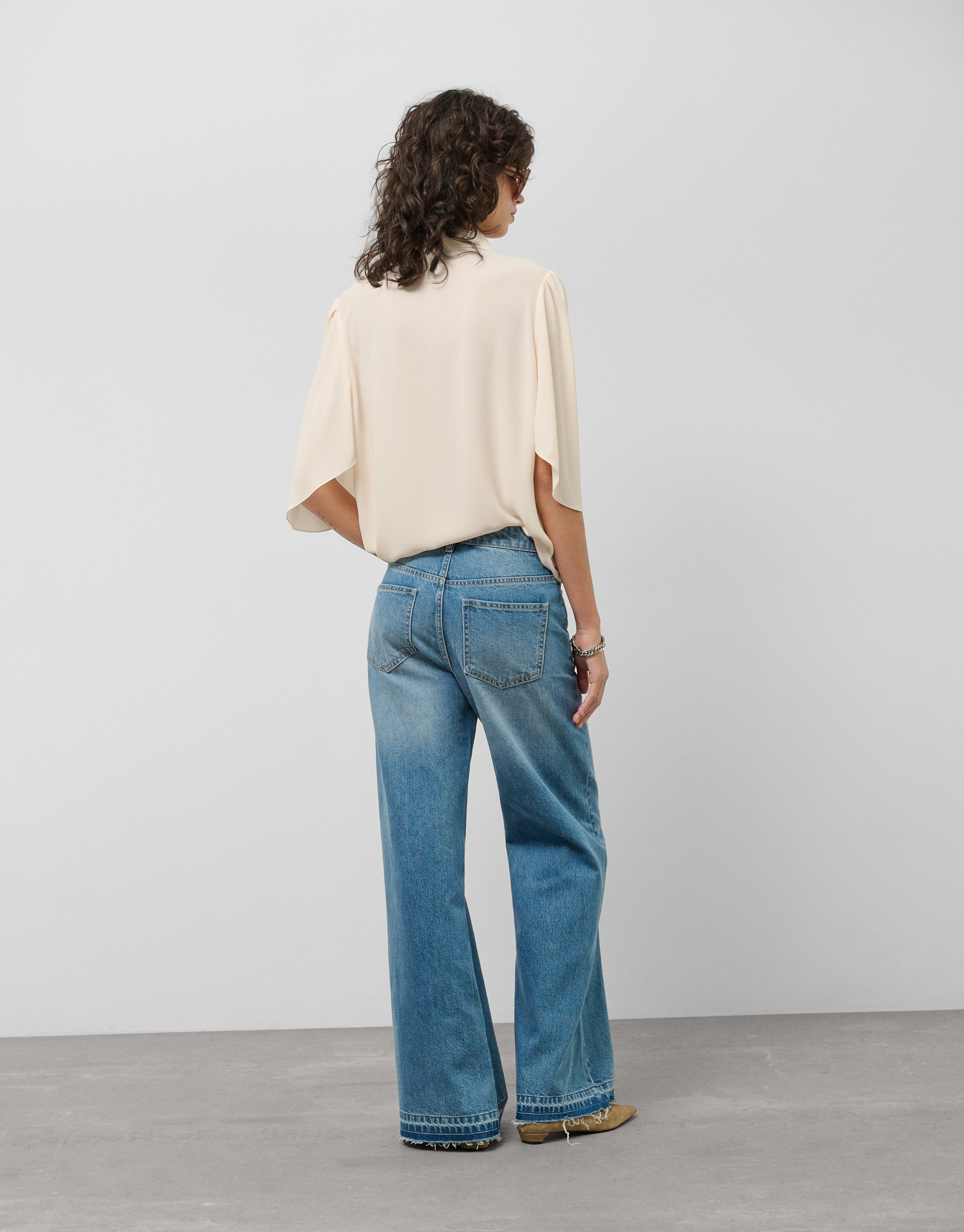 Light blue wide-leg denim pants - Woman | Roberto Verino