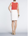 Ivory straight cotton skirt with zippers 