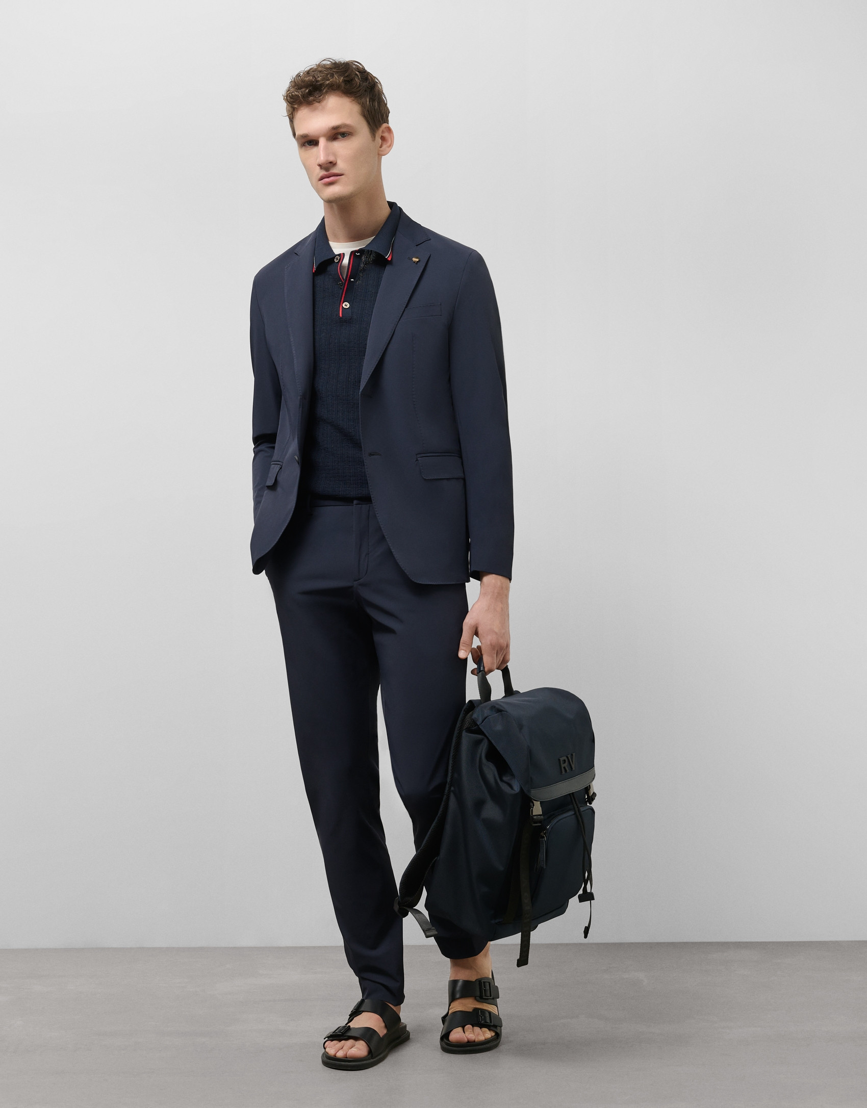 Navy technical fabric jacket - Man - SS2025 | Roberto Verino
