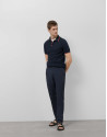 Navy knitted polo shirt with striped structure | Roberto Verino