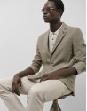 Khaki green/ecru structured knitted blazer | Roberto Verino