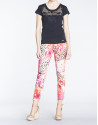 Abstract print stovepipe pants with 4 pockets