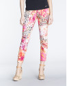 Abstract print stovepipe pants with 4 pockets