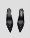 Zapato salón destalonado piel negra con cortes