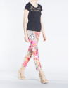 Abstract print stovepipe pants with 4 pockets