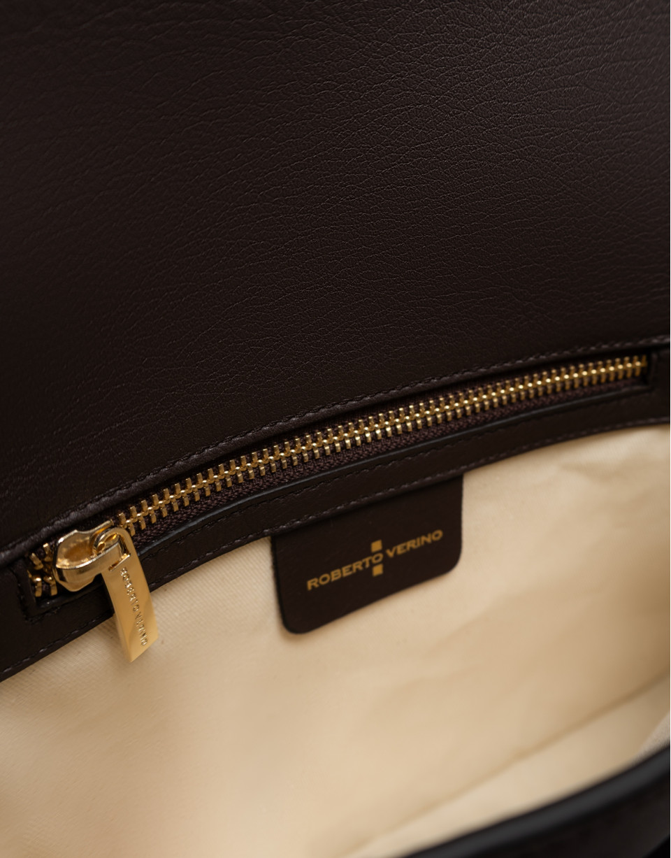Valentina brown leather shoulder bag - Woman | Roberto Verino