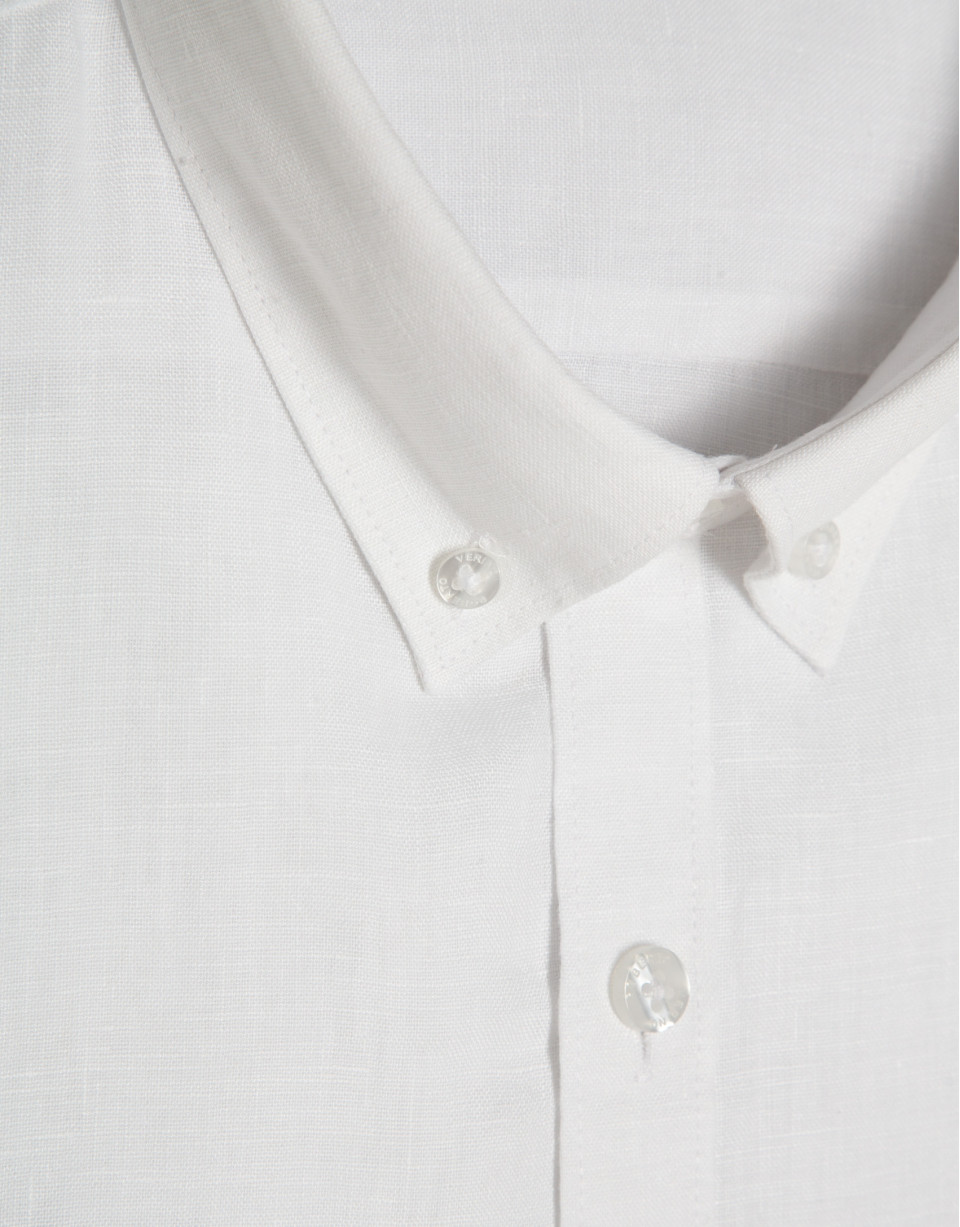 Regular white linen sport shirt - Man - SS2025 | Roberto Verino