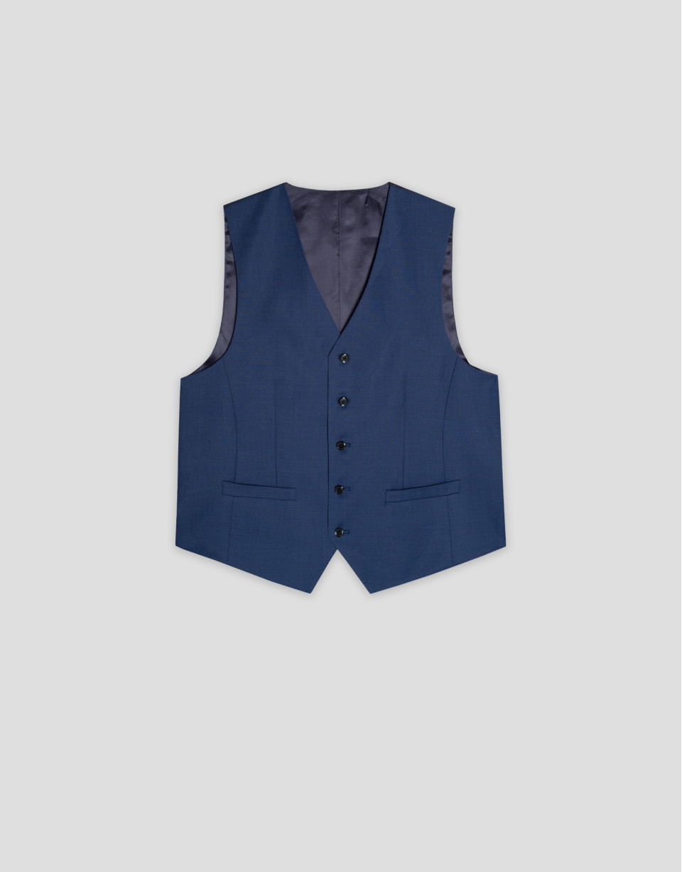 Medium Blue Plain Fake Vest - Man - SS2025 | Roberto Verino