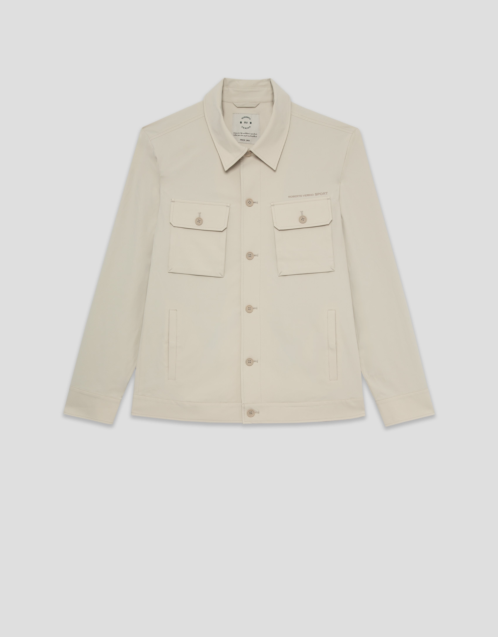 Beige technical overshirt - Man - SS2025 | Roberto Verino