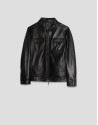 Black nappa leather jacket with chest pockets | Roberto Verino