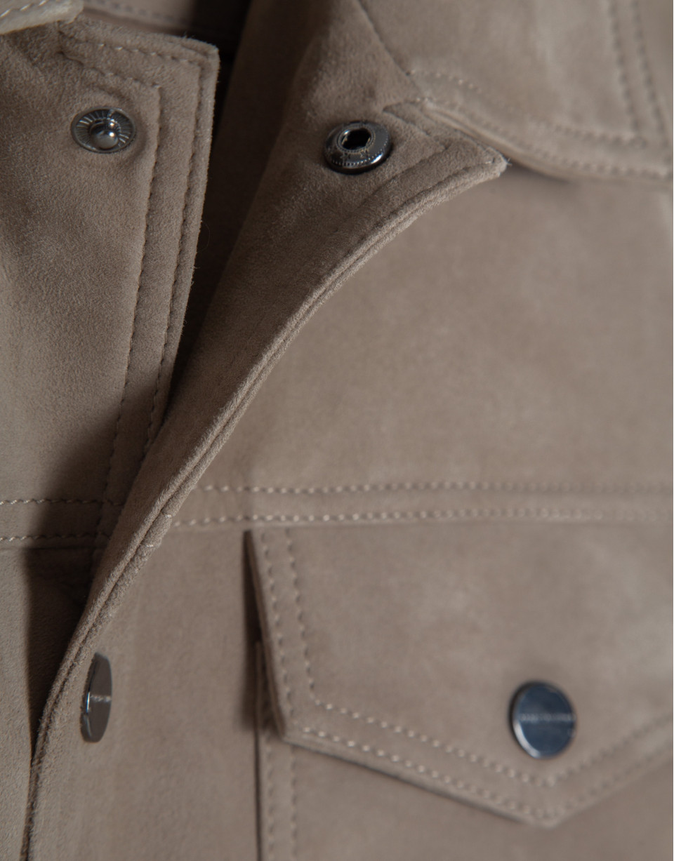 Mink-colored suede jacket - Man - SS2025 | Roberto Verino