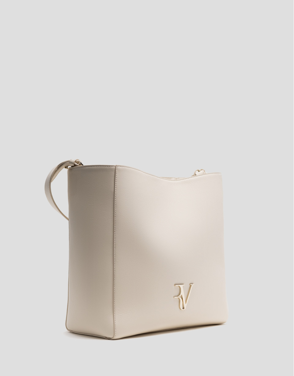 Valentina Hobo shoulder bag in ecru leather | Roberto Verino