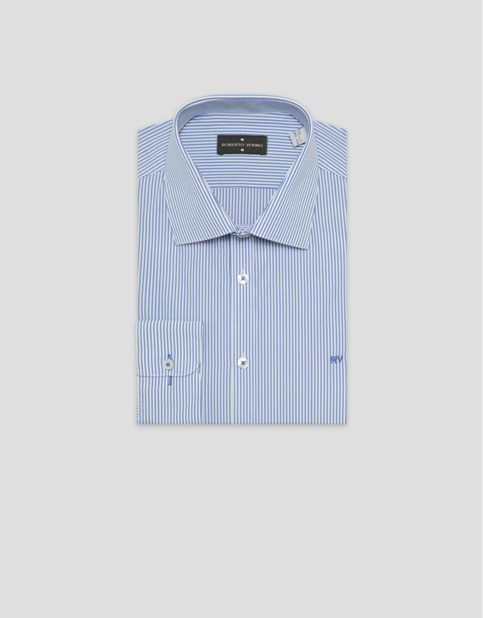 Regular sport shirt medium blue/white candela... | Roberto Verino