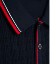 Navy knitted polo shirt with striped structure | Roberto Verino
