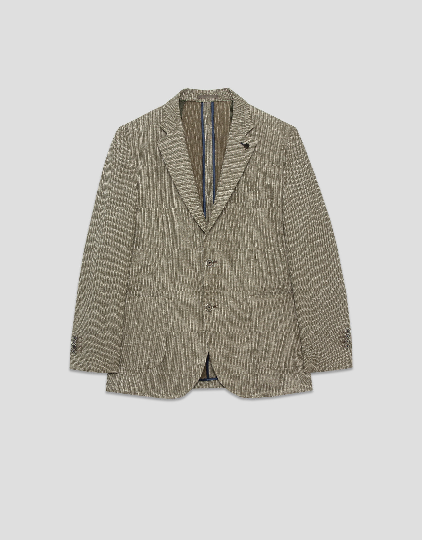 Khaki green/ecru structured knitted blazer | Roberto Verino