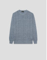Blue cotton/linen cable knit sweater - Man | Roberto Verino