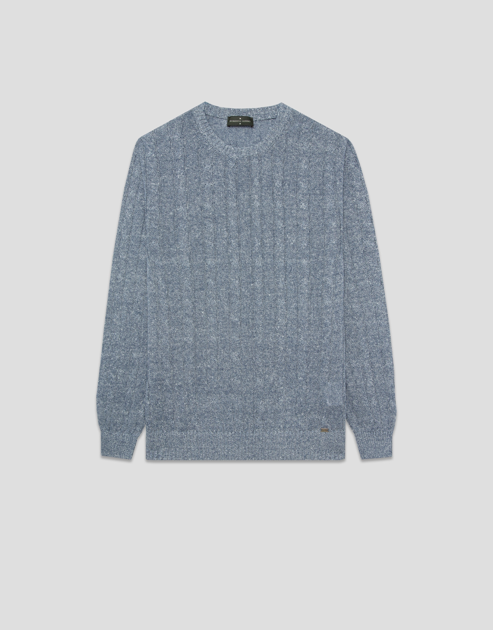Jersey ochos punto algodón/lino azul - Hombre | Roberto Verino