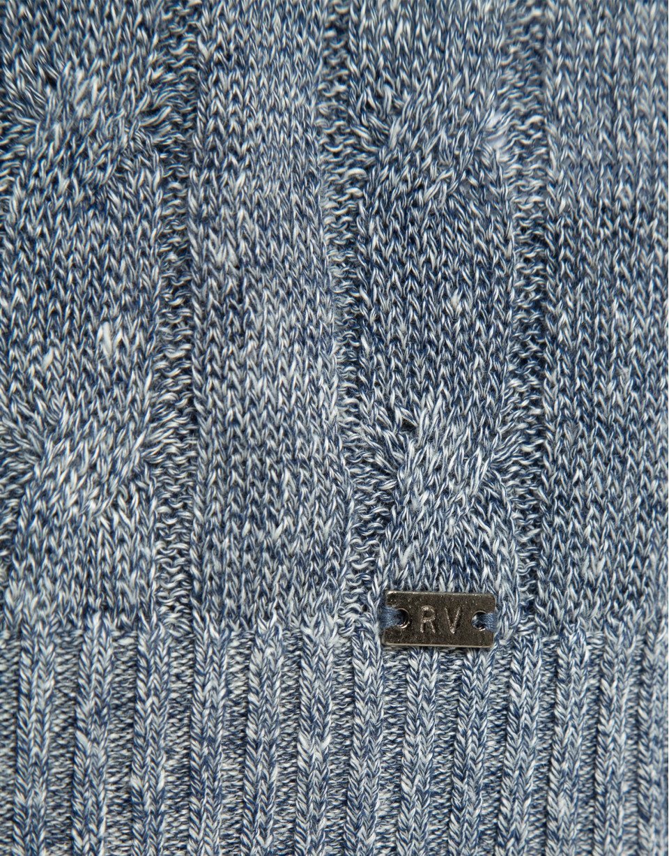 Blue cotton/linen cable knit sweater - Man | Roberto Verino