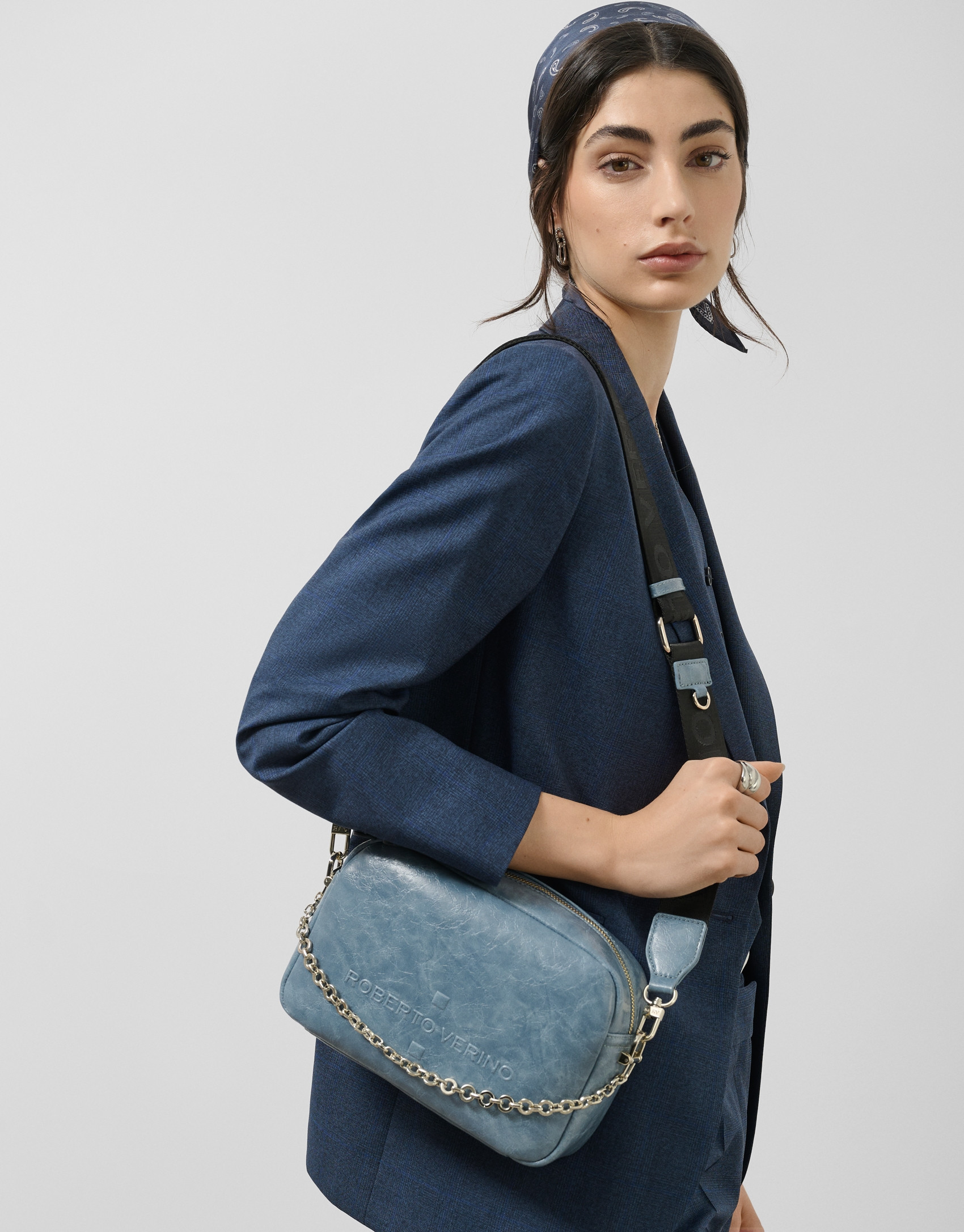 Bandolera Bazín Urban Midi azul cobalto - Mujer | Roberto Verino