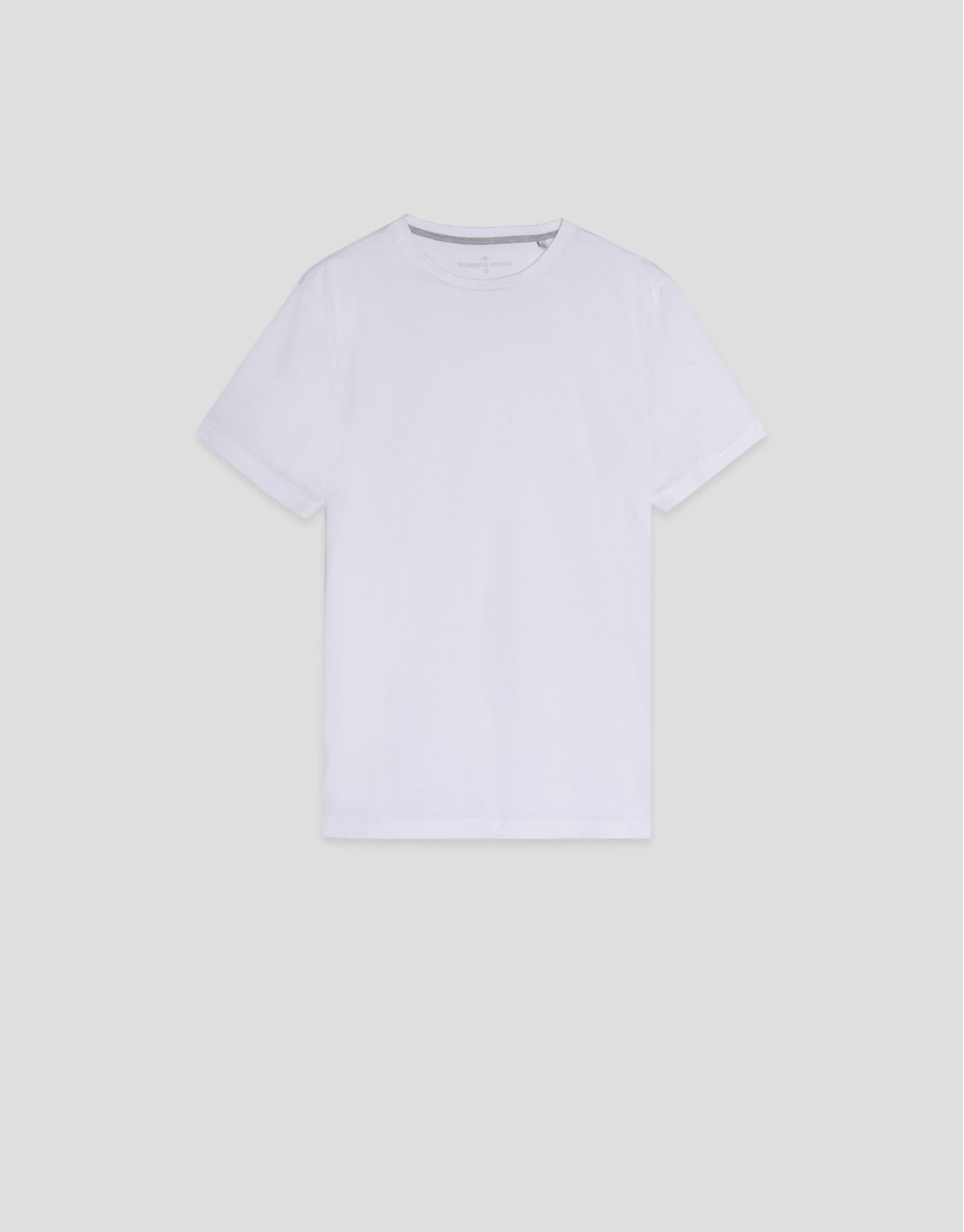 White mercerised cotton t-shirt - Man - SS2025 | Roberto Verino