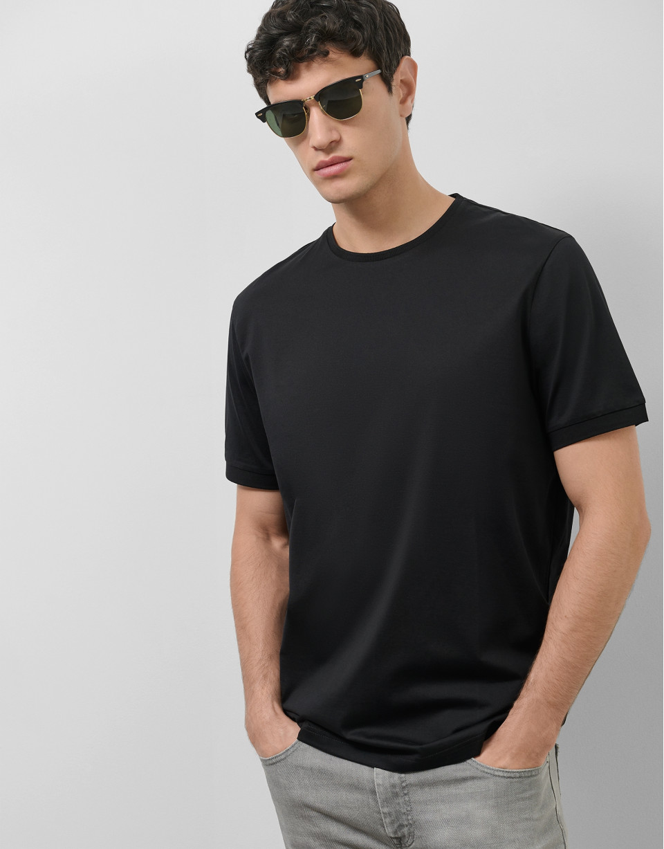 Camiseta algodón mercerizado negro - Hombre | Roberto Verino