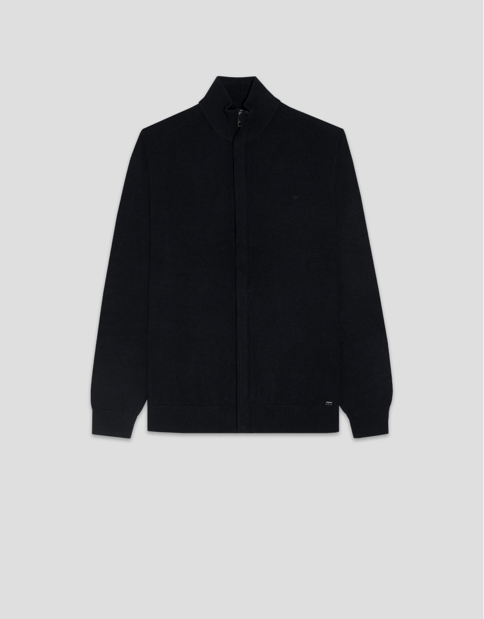 Chaqueta cremallera punto lana negra - Hombre | Roberto Verino