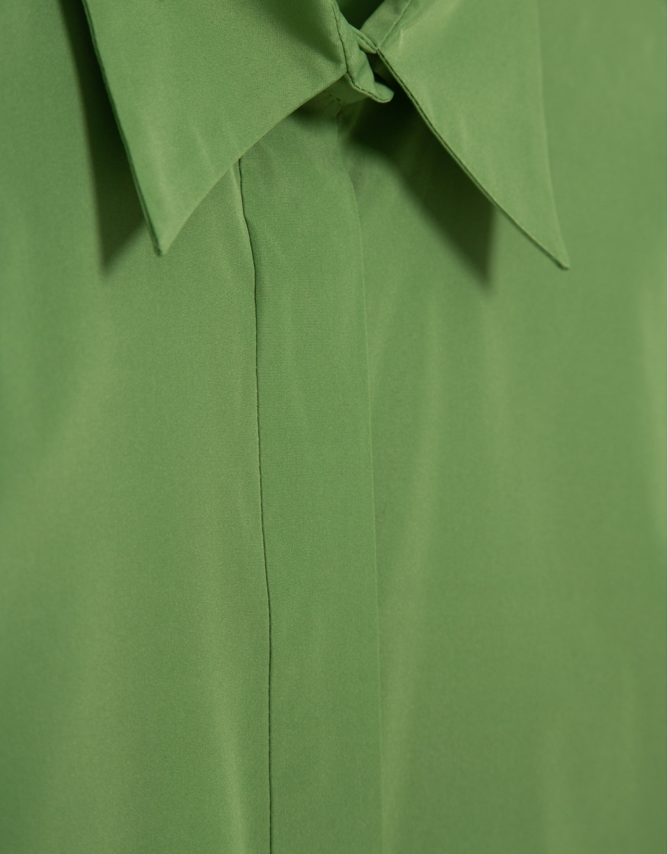 Blusa manga corta fruncida tafeta verde - Mujer | Roberto Verino