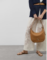 Camel granulated leather Cuca Hobo shoulder bag | Roberto Verino