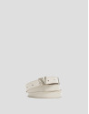 Narrow beige Saffiano leather belt - Woman | Roberto Verino