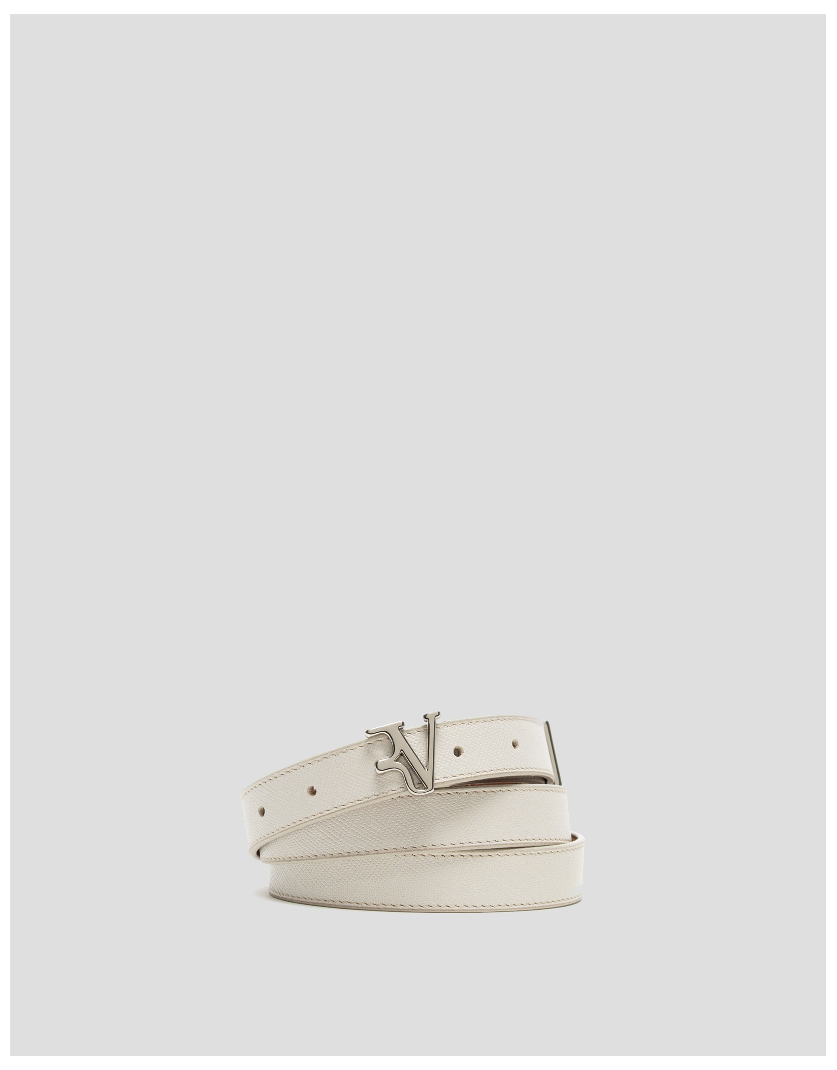 Narrow beige Saffiano leather belt - Woman | Roberto Verino