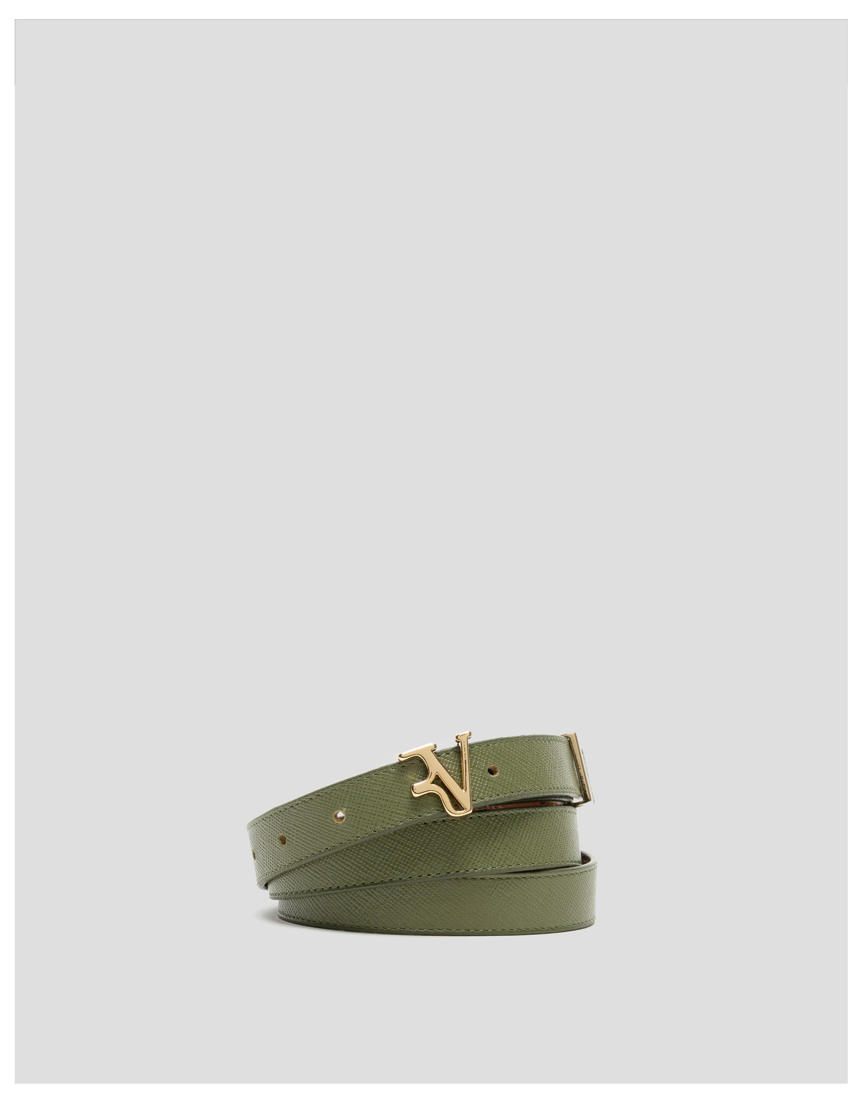 Narrow green saffiano leather belt - Woman | Roberto Verino