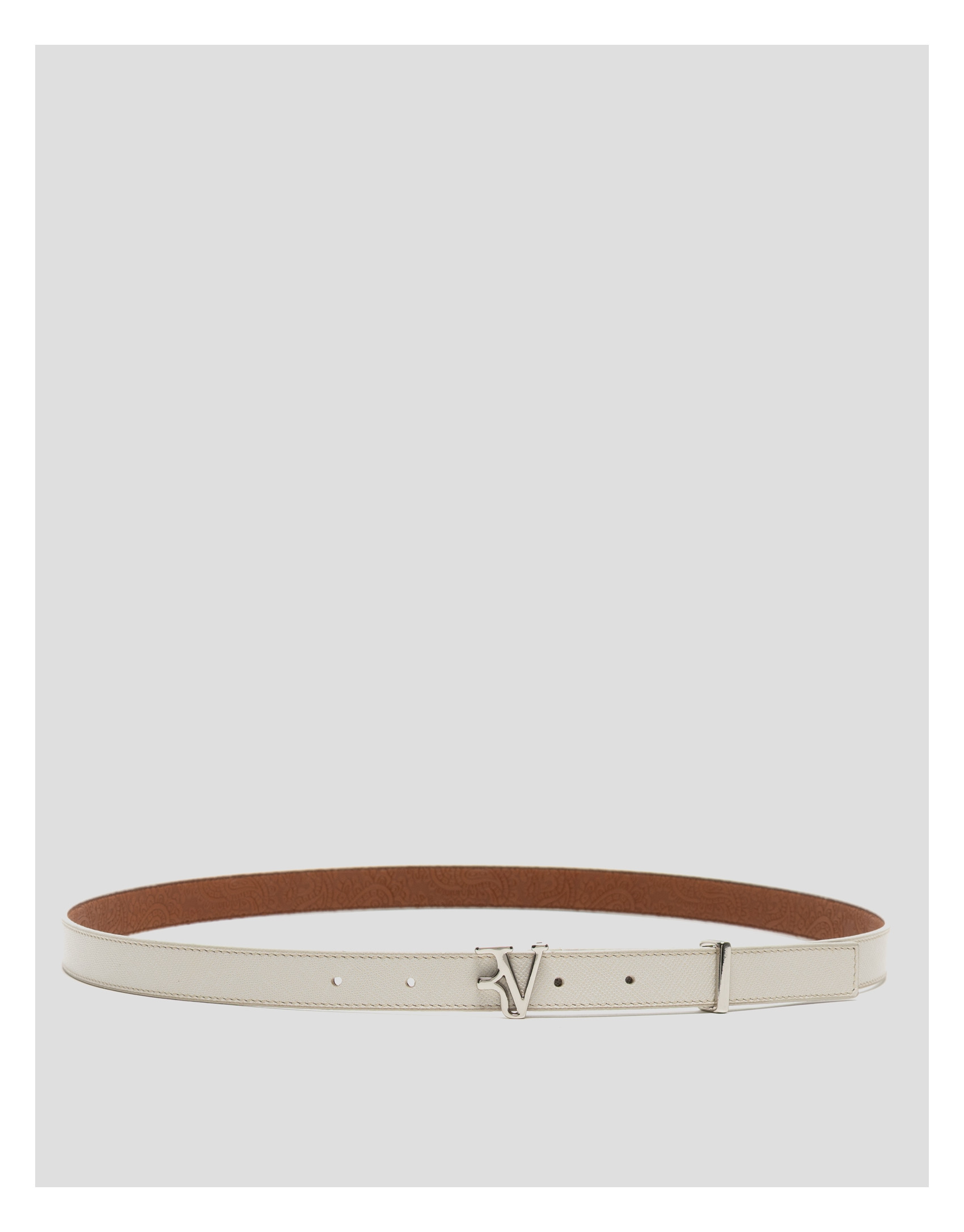Cinturón estrecho piel saffiano beige - Mujer | Roberto Verino