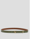 Narrow green saffiano leather belt - Woman | Roberto Verino