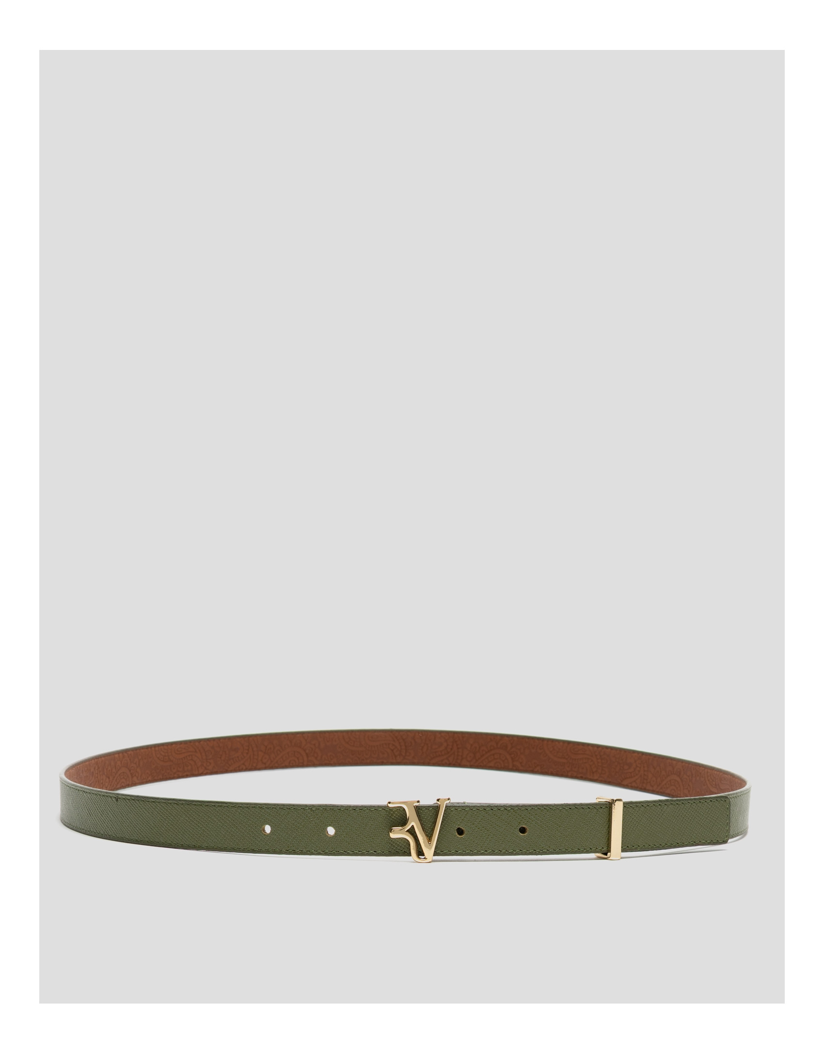 Narrow green saffiano leather belt - Woman | Roberto Verino