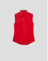 Red cotton sleeveless shirt - Woman - SS2025 | Roberto Verino
