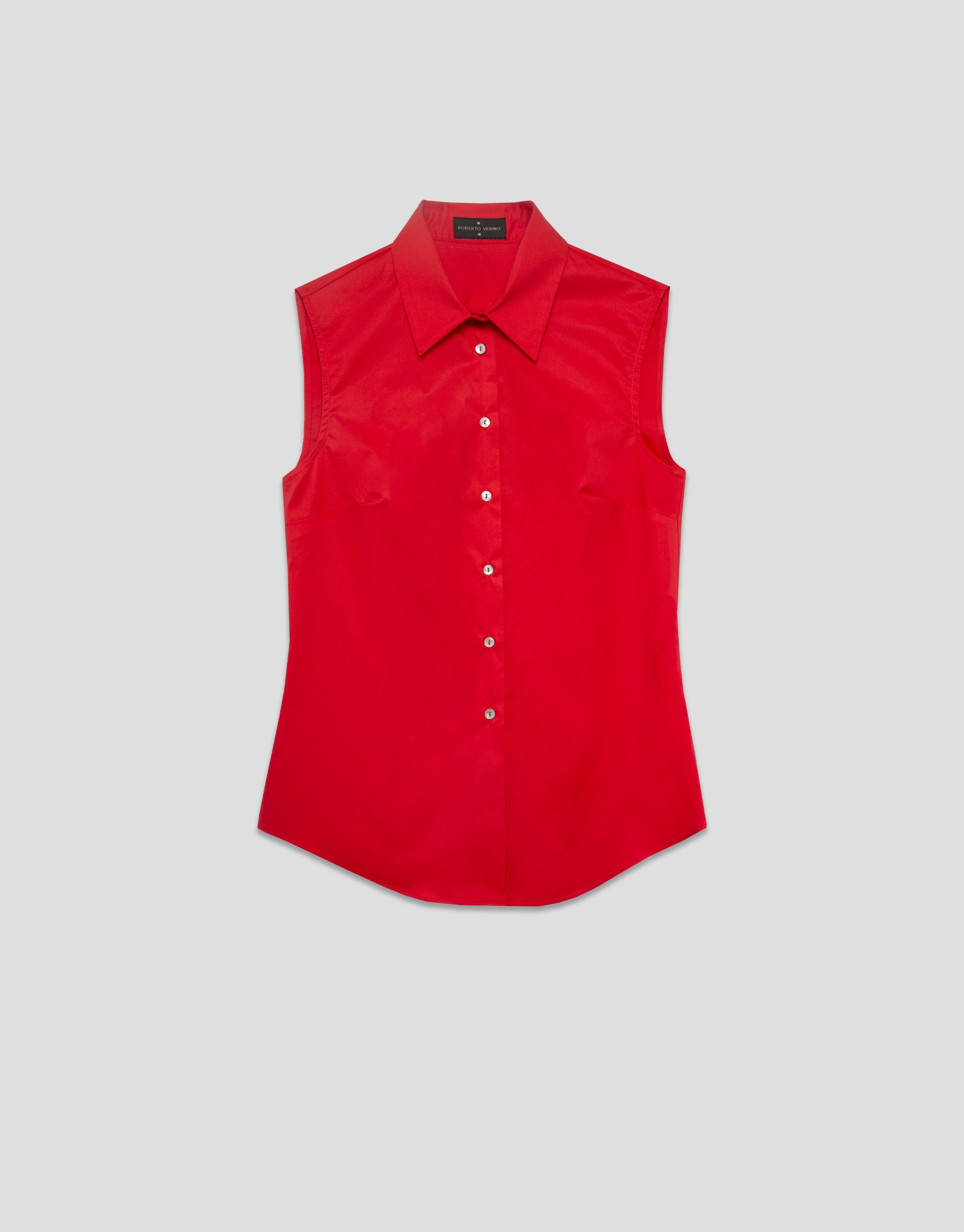 Red cotton sleeveless shirt - Woman - SS2025 | Roberto Verino
