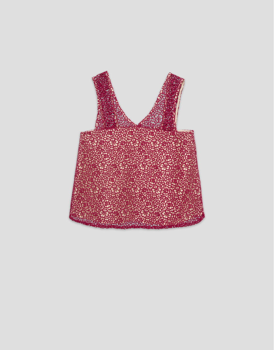 Strappy top with square neckline in raspberry... | Roberto Verino