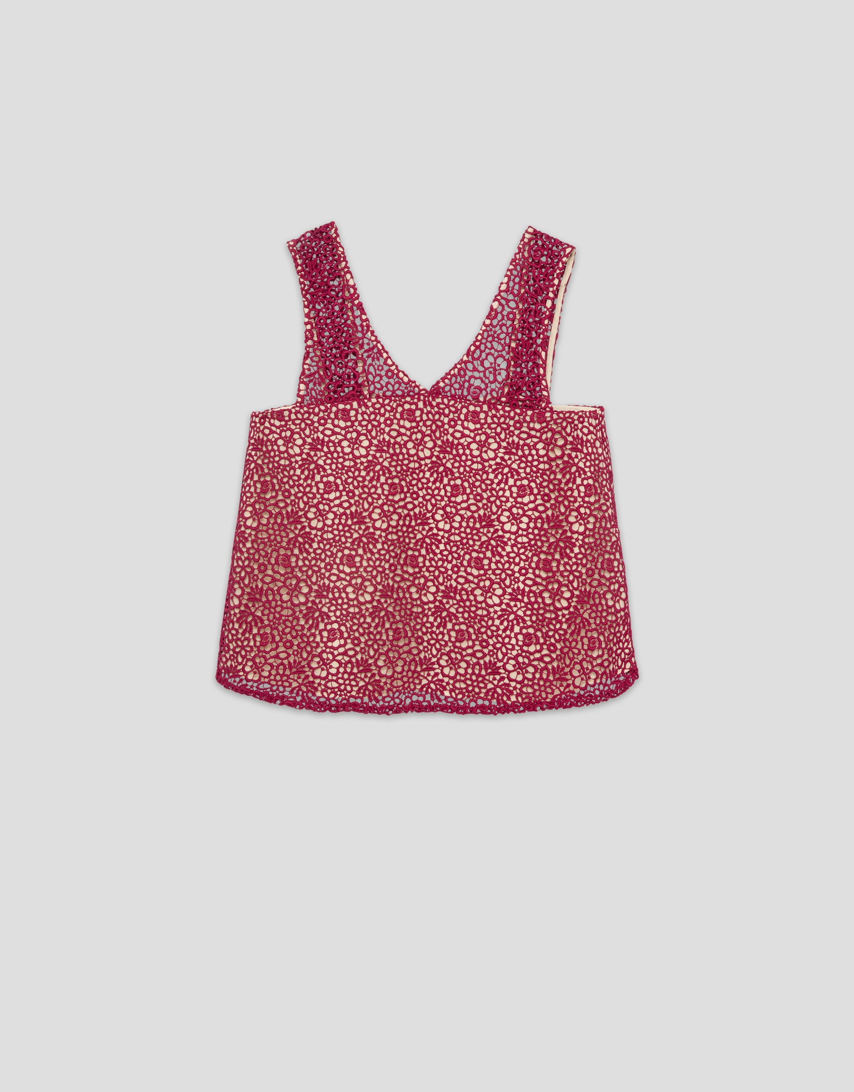 Strappy top with square neckline in raspberry... | Roberto Verino