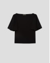 Black cotton top with cape sleeves - Woman | Roberto Verino