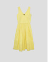 Yellow cotton sleeveless midi dress - Woman | Roberto Verino
