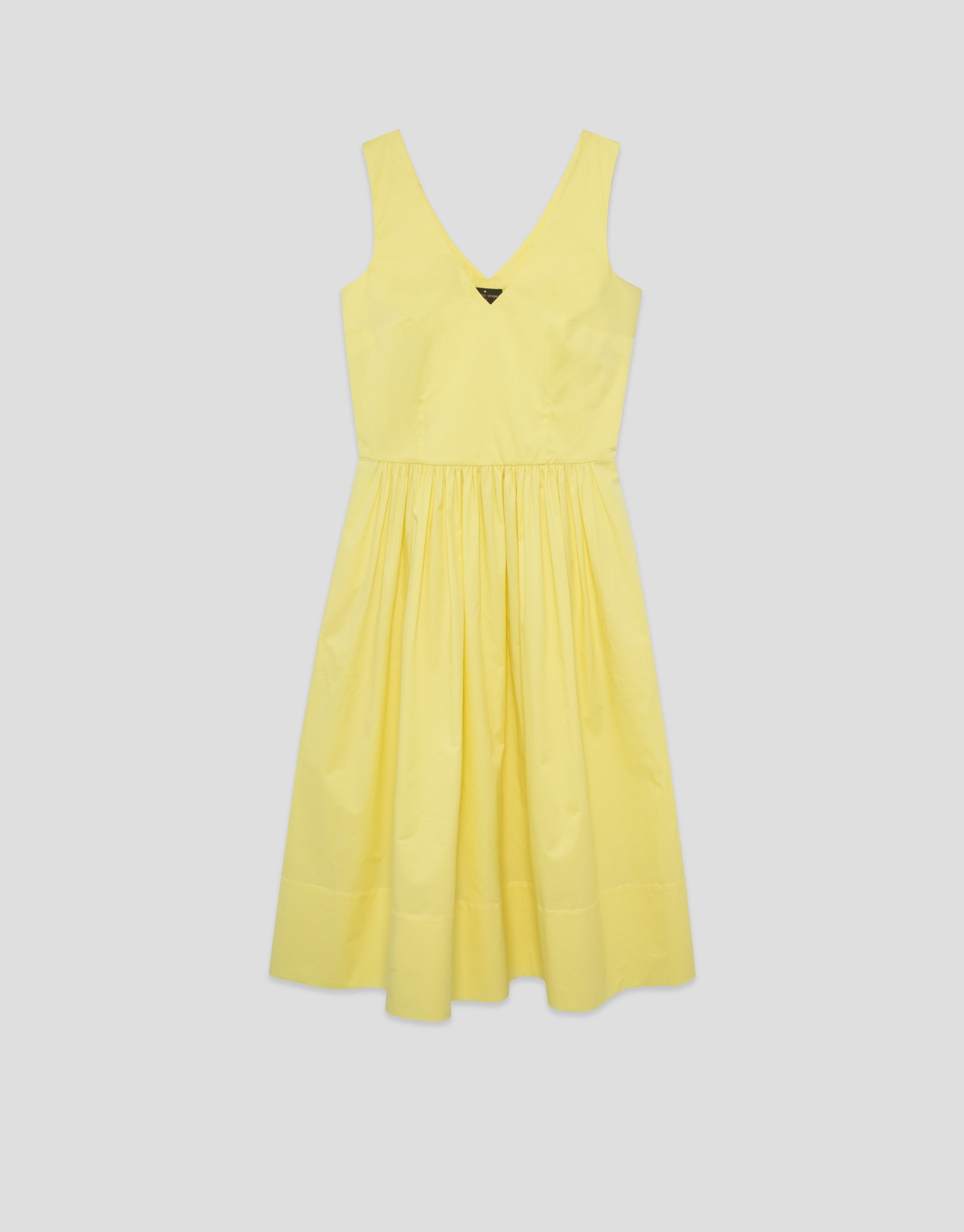 Yellow cotton sleeveless midi dress - Woman | Roberto Verino