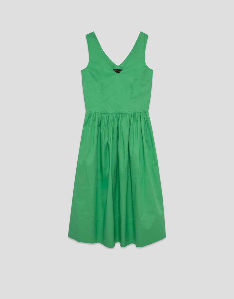 Green cotton sleeveless midi dress - Woman | Roberto Verino